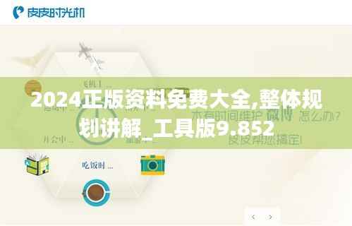 2024正版资料免费大全,整体规划讲解_工具版9.852