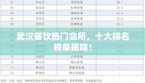 武汉餐饮热门会所，十大排名榜单揭晓！